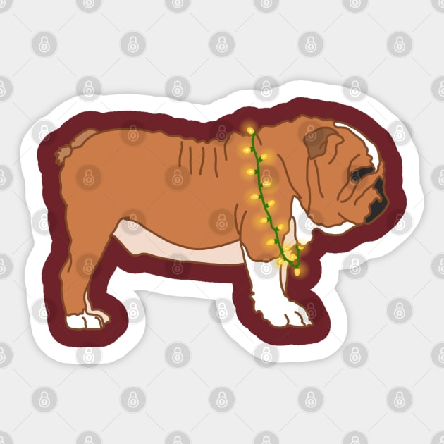 Festive Bulldog Sticker by Art by Lex